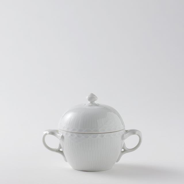 ロイヤルコペンハーゲン ホワイトフルーテッド ハーフレース シュガーボウル