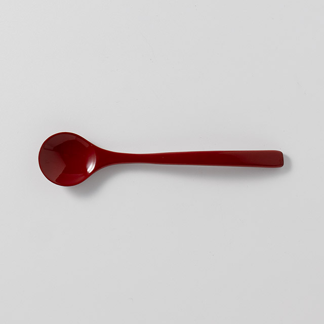 丸朱色スプーン　漆13cm