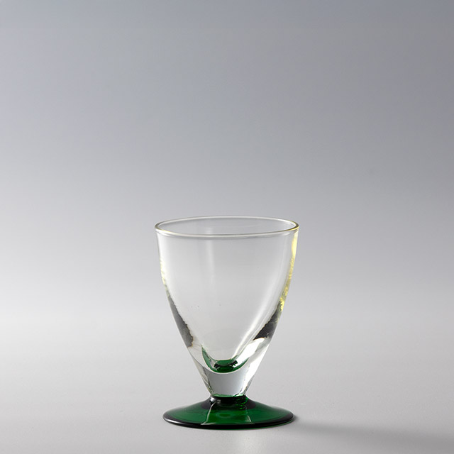 ガラス　盃　クリア・グリーン