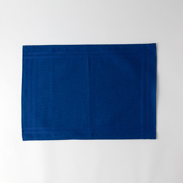 ランチョンマット　紺　サイド格子