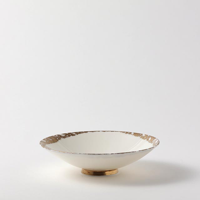 磁器工房　平鉢白磁　金ライン