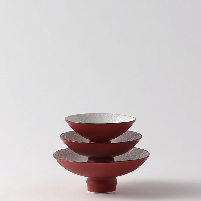 三段盃　朱／銀