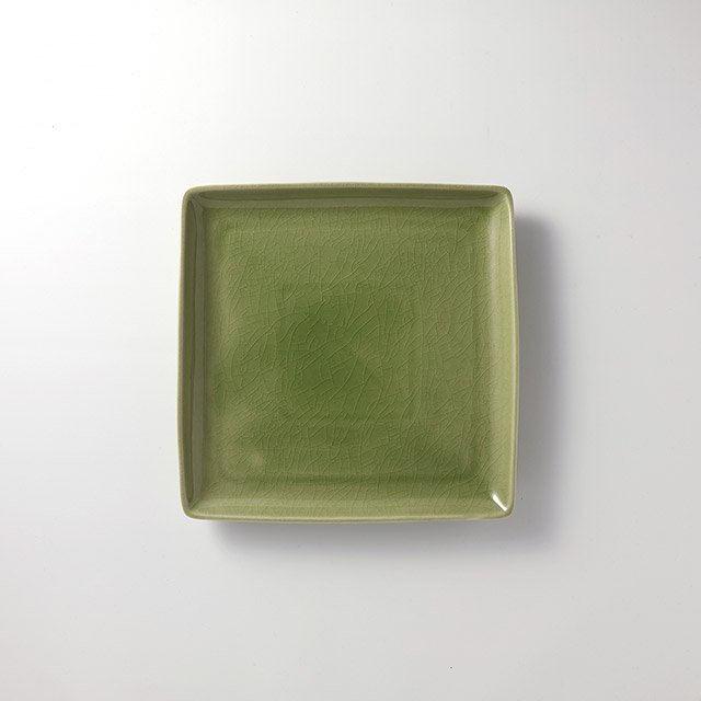 グリーン　qb　正方形皿　27cm