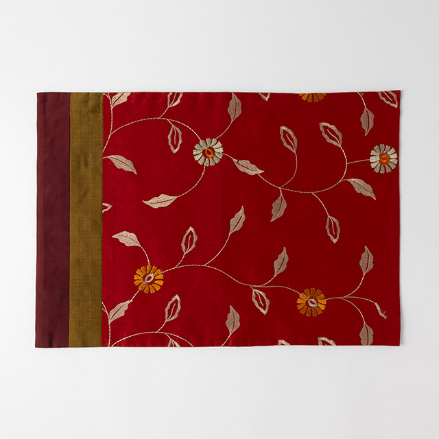 シルク ランチョンマット qb赤