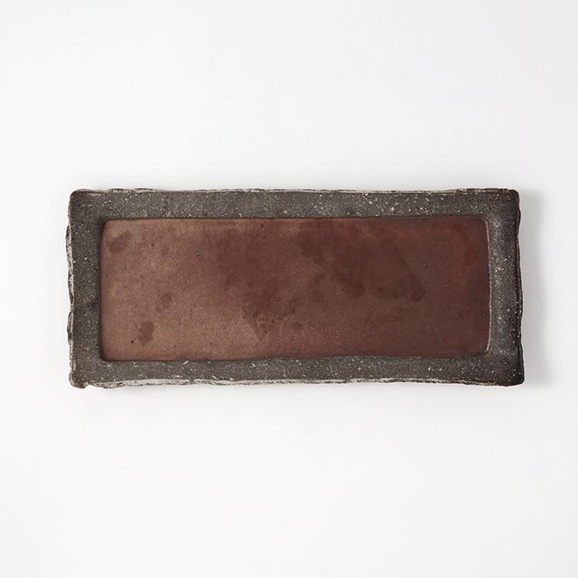 土田 空 焼き〆鉄柚長皿