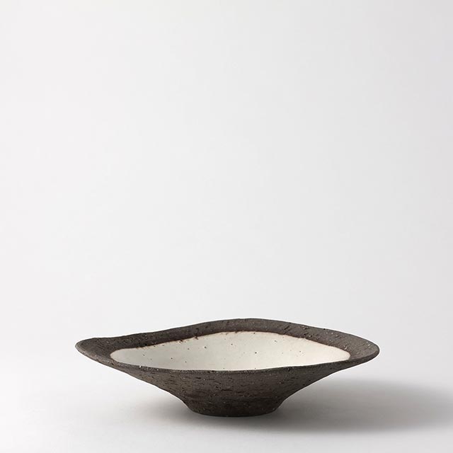土田空 三方平鉢白グレー