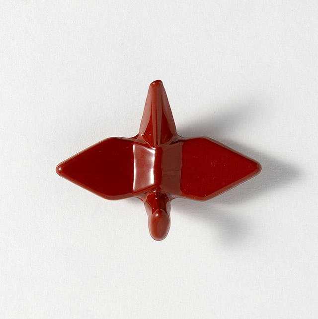 箸置 朱 ツル PC