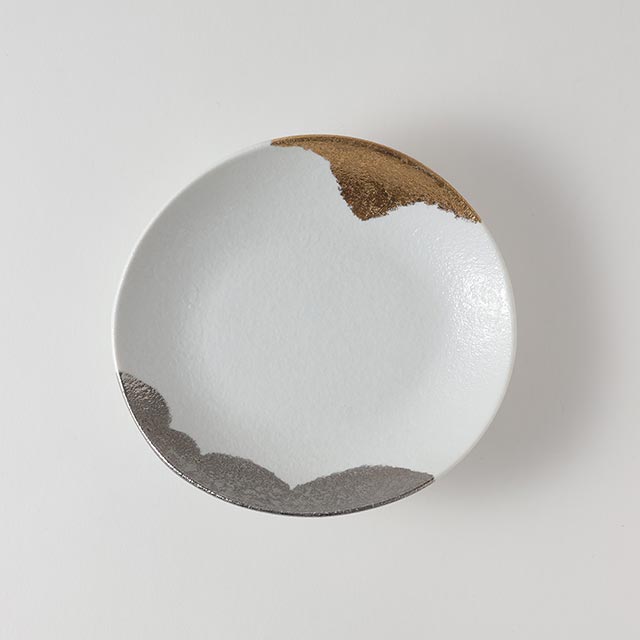 白吹 金銀 タタキ浅皿