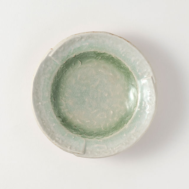 緑雪模様　三方切丸向付け