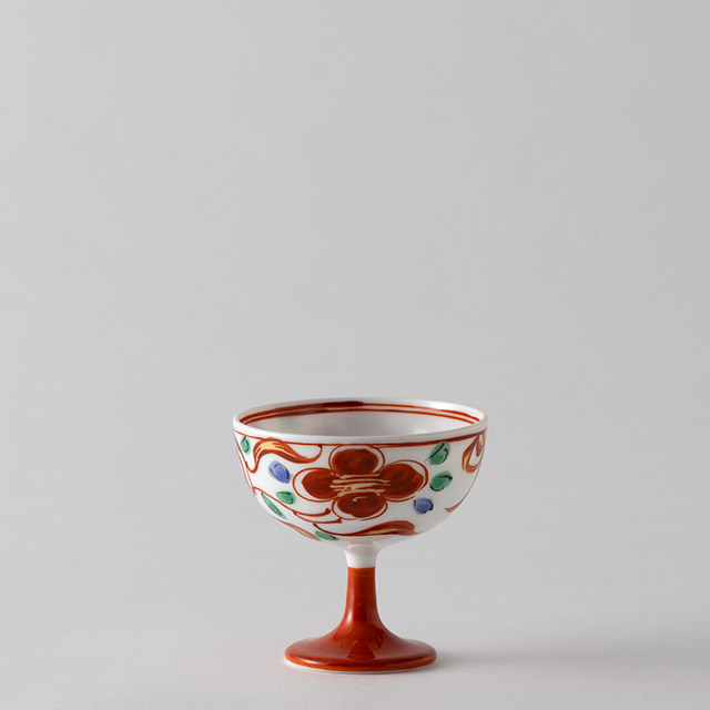 翔山　赤絵　高台盃