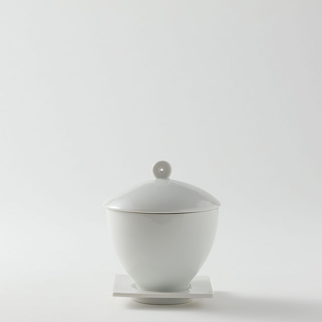 湯呑　白蓋付き/茶托付き