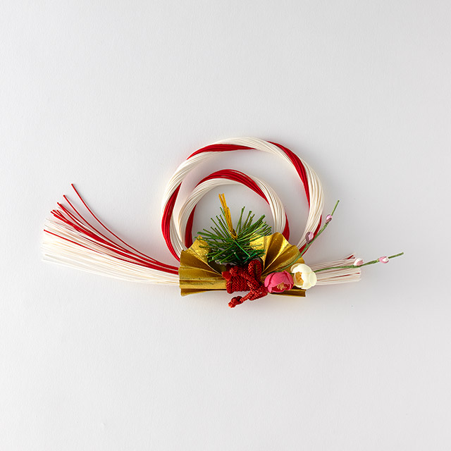 正月飾り　紅白水引　梅（横）