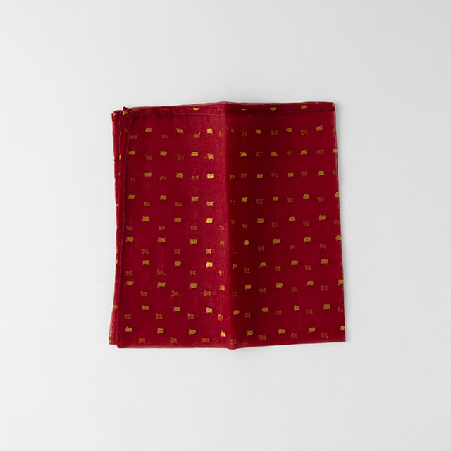 ナプキン　エンジ／金　シルク