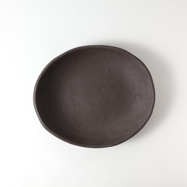 黒土楕円皿 28cm
