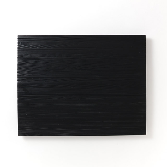 焼杉敷盆　長方形　厚黒