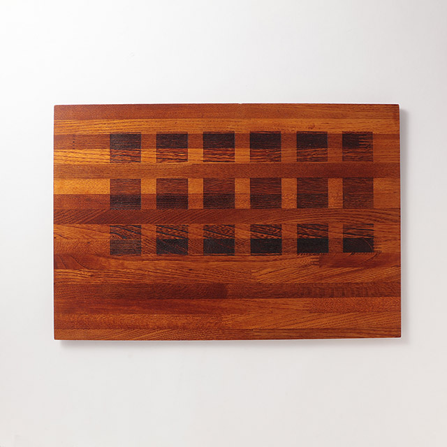 木製 長方形トレー 格子茶