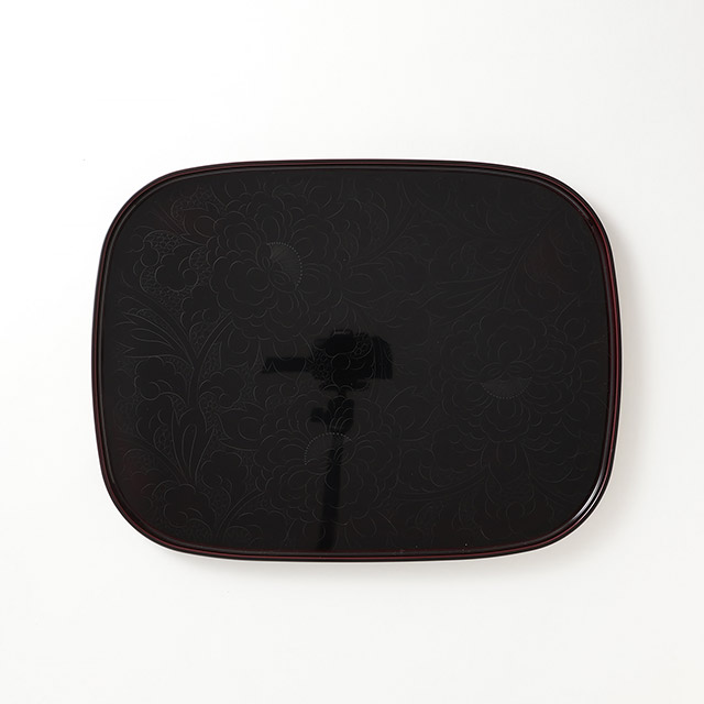 漆 小判 沈黒牡丹盆(クラシック50%|旧4,070円)