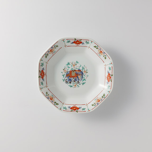 CHINA　桐ゾウ　八角皿