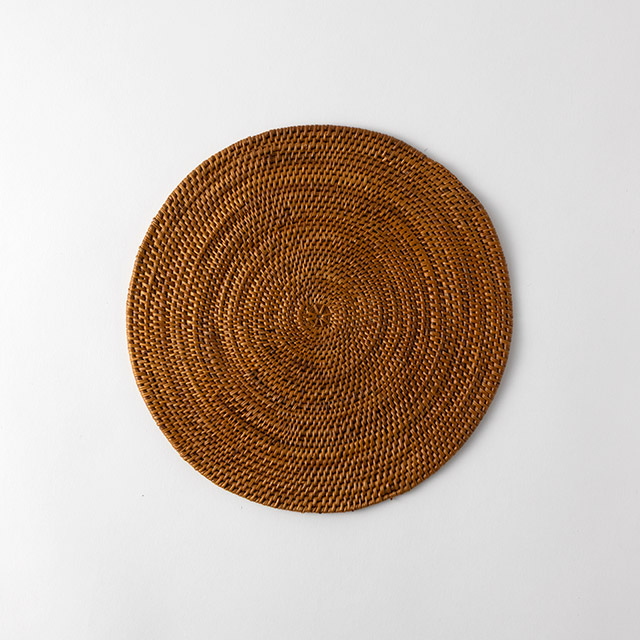 ラタン 丸マット 茶25cm