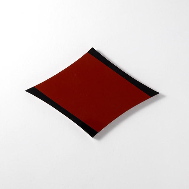 漆　菱形皿　朱　30×20