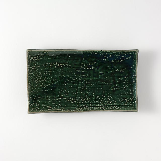 織部　長角長皿　21.5×12