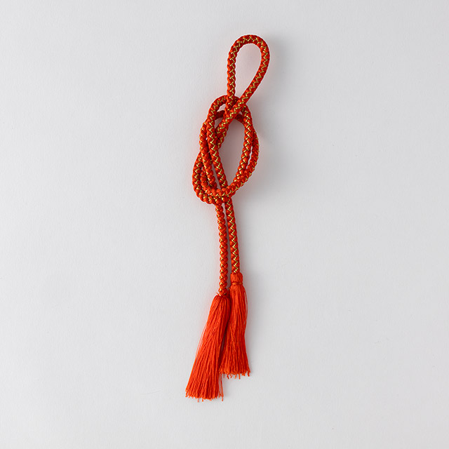 組紐　金／朱　細　Ｊ