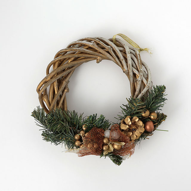 X'mas　リース枝金箔　20cm