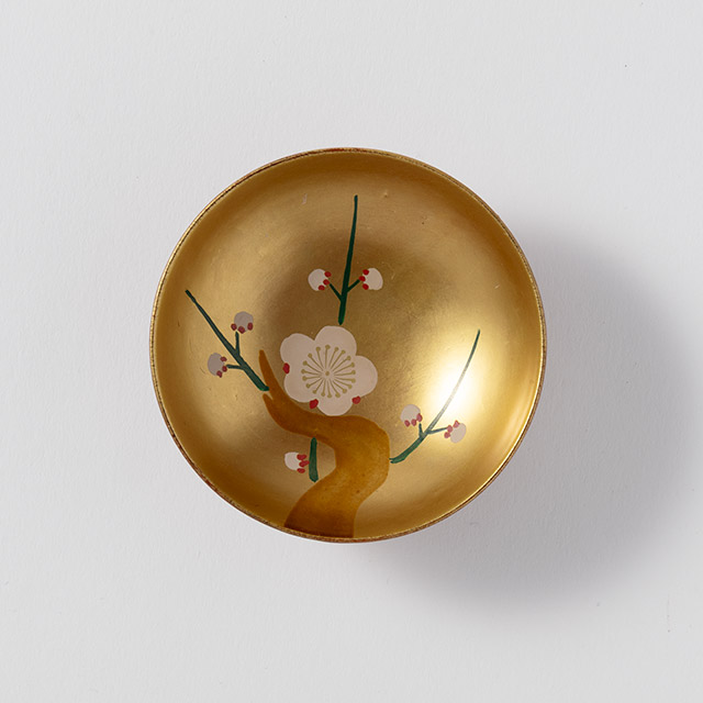 漆盃　朱／金　梅