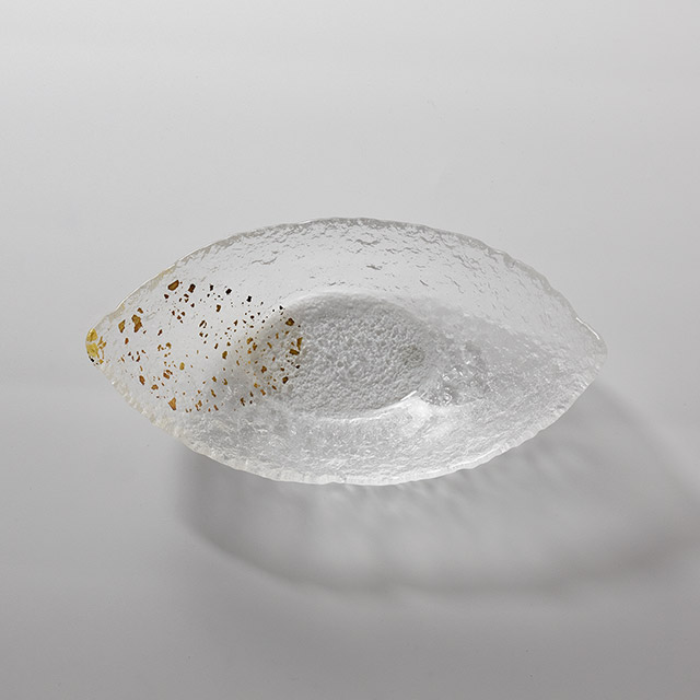 ガラス　淡雪金箔舟型　小鉢