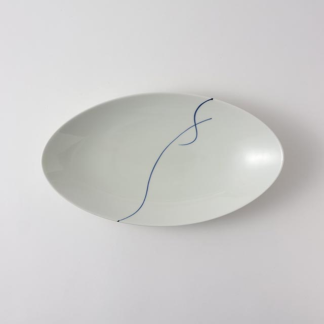 和）むすびオーバル大皿　青ライン