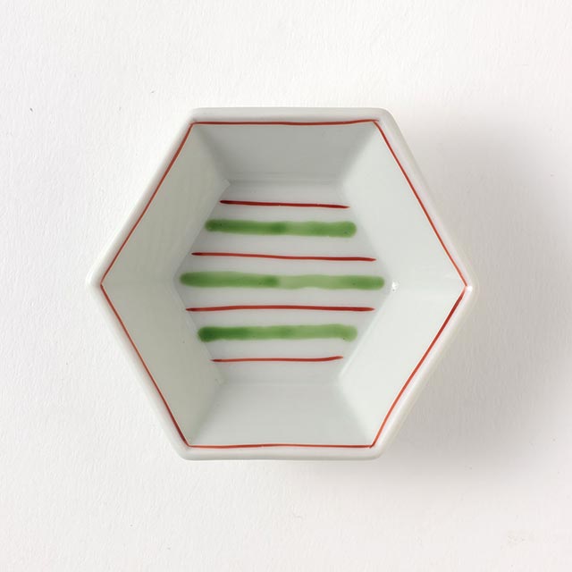 色絵宝づくし小皿 六角