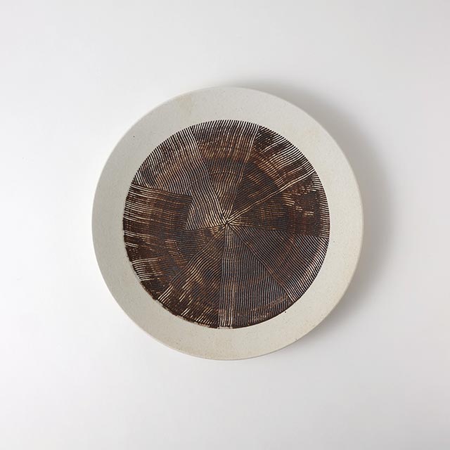 大皿 28cm まわり白 内側茶