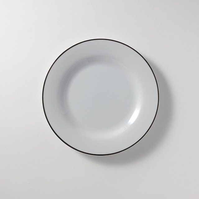 白地シルバーフレーム皿 21cm