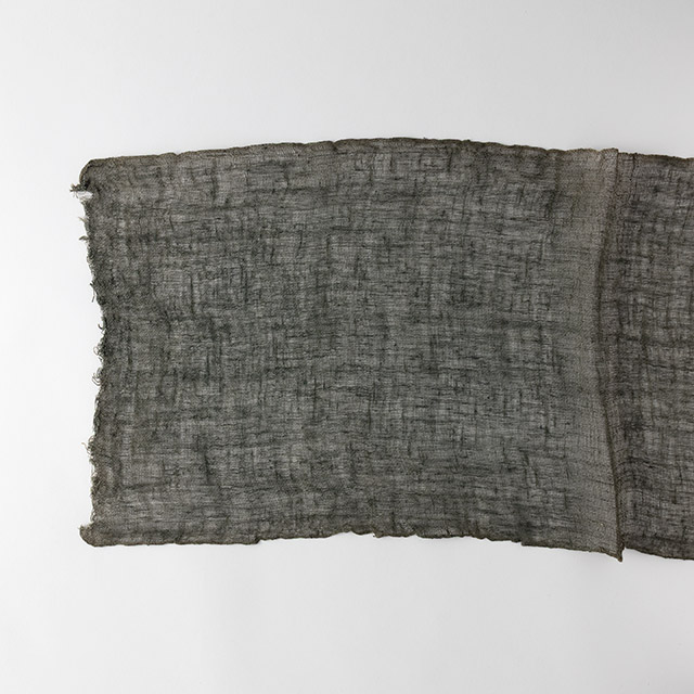 麻　テーブルランナー　深緑