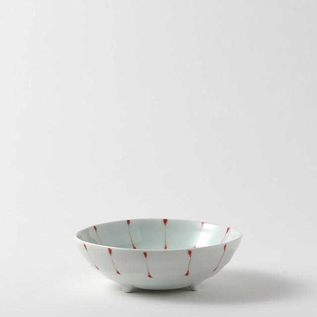 和)平鉢脚付き 朱線