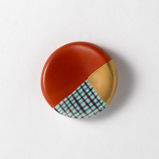 箸置 丸 朱・金 チェック