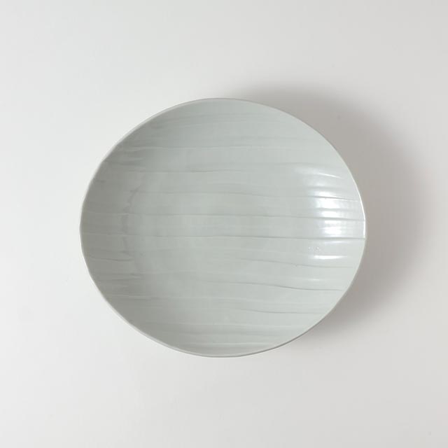 白磁　しのぎ　楕円皿