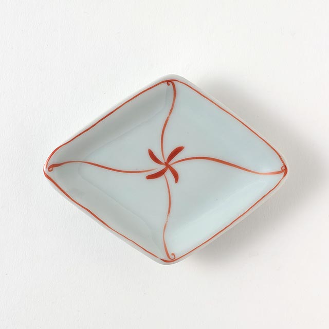 赤絵 菱形小皿