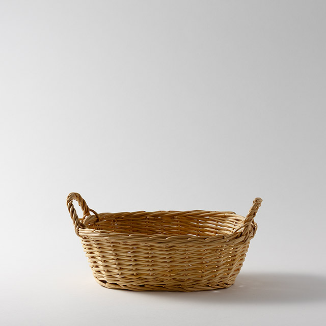 籐バスケット　楕円手付き　25×17