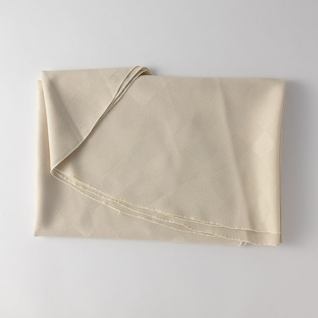 テーブルクロス　ベージュ格子　丸