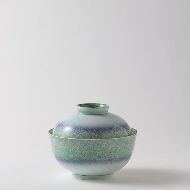 二色白吹煮物碗