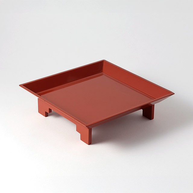 平安堂　漆脚付き盛器　朱（傷のためOFF）