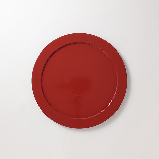 漆トレーY.M 丸30cm朱色(傷のためOFF)