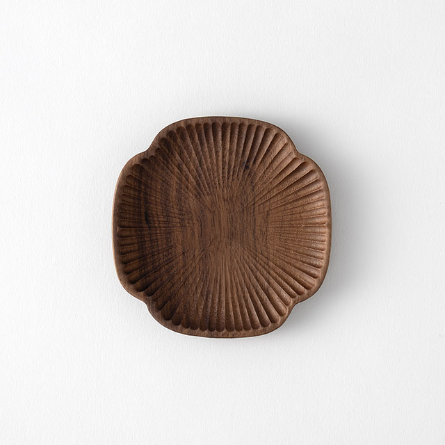 木彫茶托　放射　茶