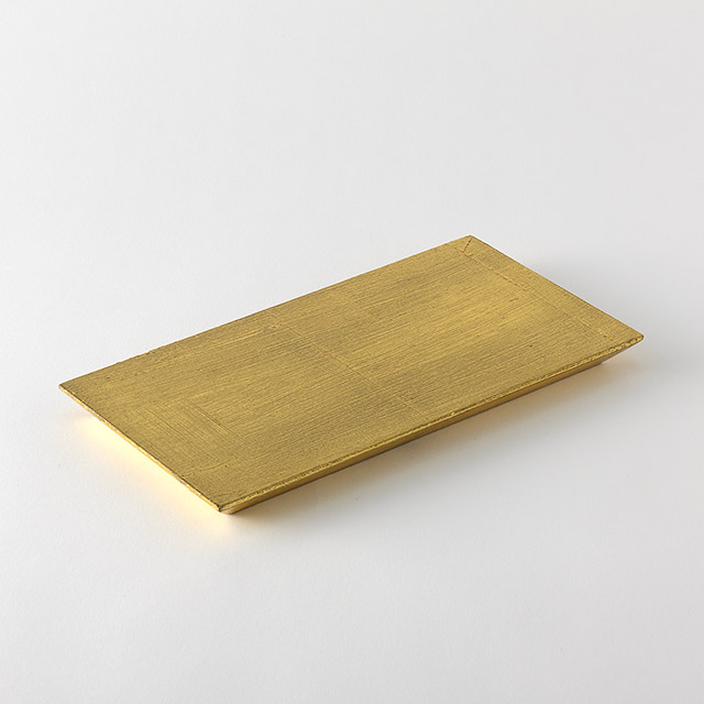 ゴールド木製トレー　長方形　M