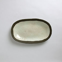 粉引　28×17.5　オーバル鉢