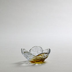 彩りビードロ　8cmガラス小鉢　黄