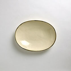 オーバルベージュ浅鉢（茶ライン）24.5×18.5