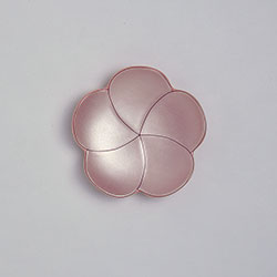 花型濃ピンク丸皿　12cmパール金ライン