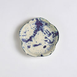 紫蓮輪花皿コバルト10cm